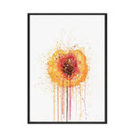 Une fleur aux teintes chaudes et éclatantes, représentée dans un style artistique abstrait et coloré.