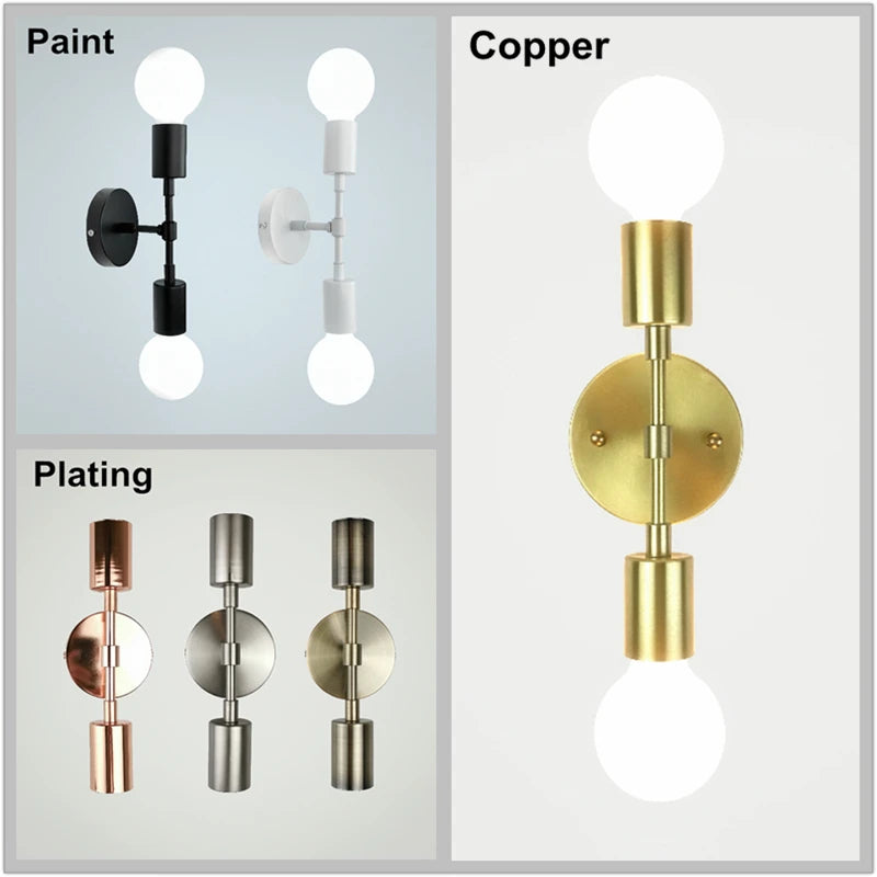Applique murale LED métal brossé double tête design art déco