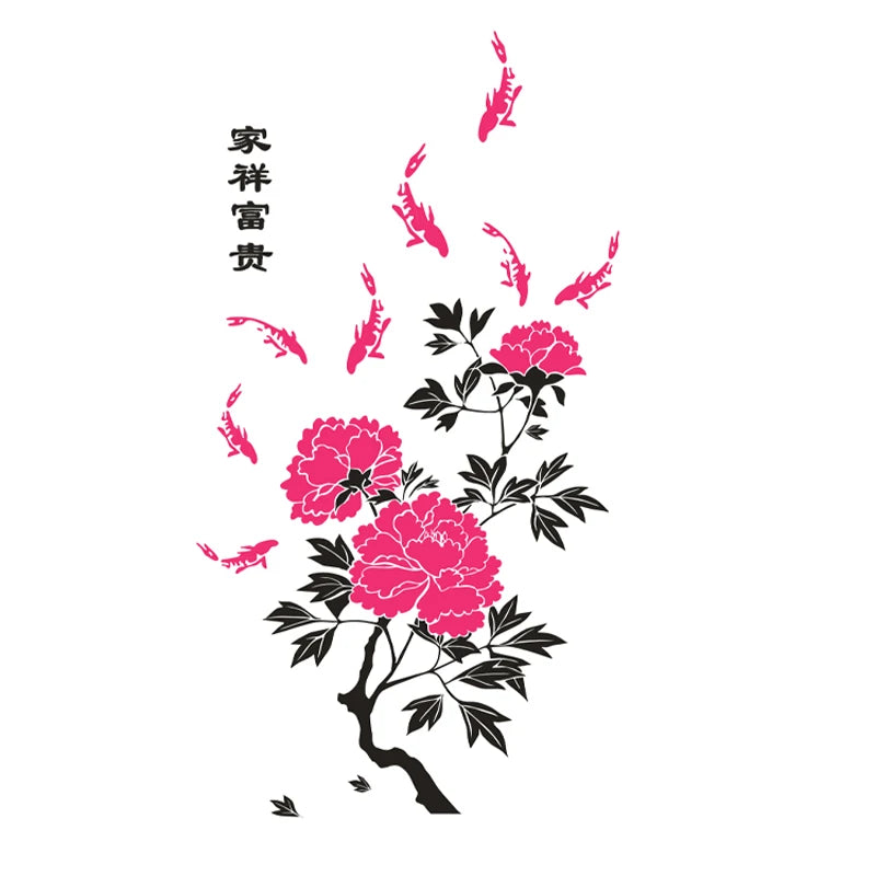 Autocollant acrylique 3D motif fleur pivoine vue rapprochée