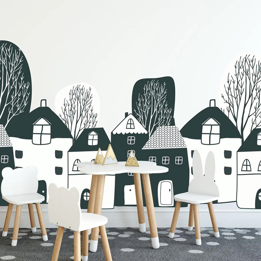 Sticker mural arbre maison Boho nordique chambre enfant