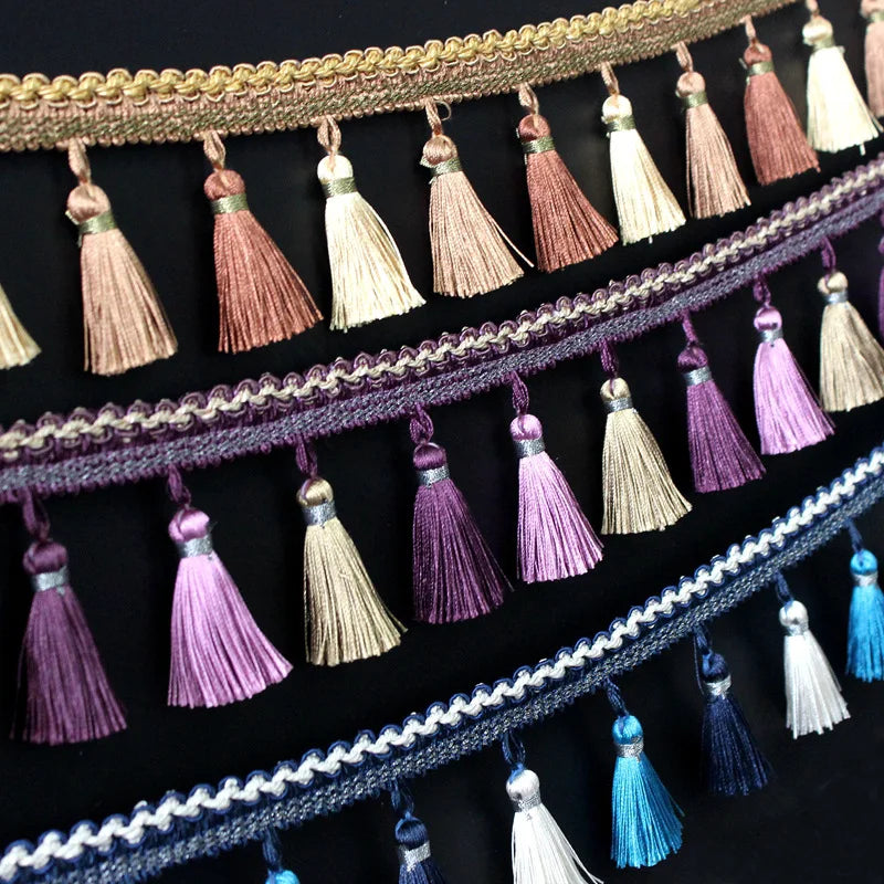 Frange dentelle rideau en polyester multicolore