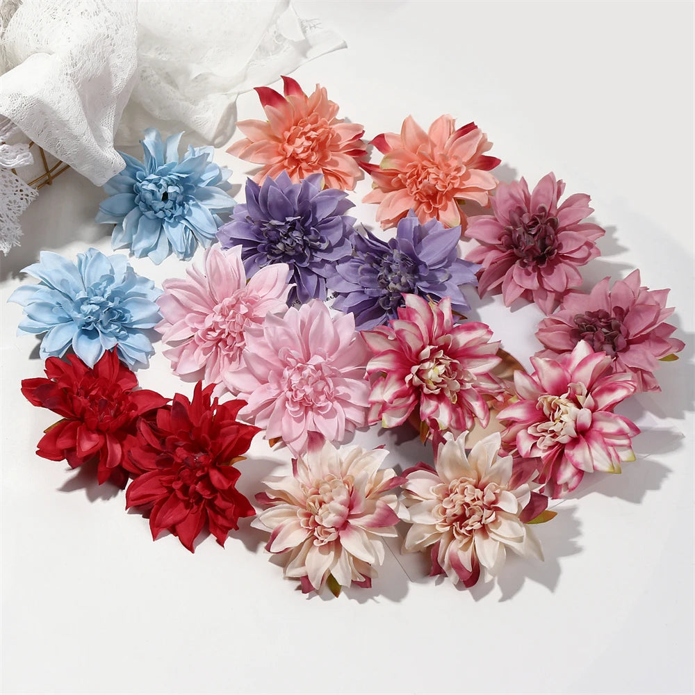 Grande fleur artificielle Dahlia en soie grise