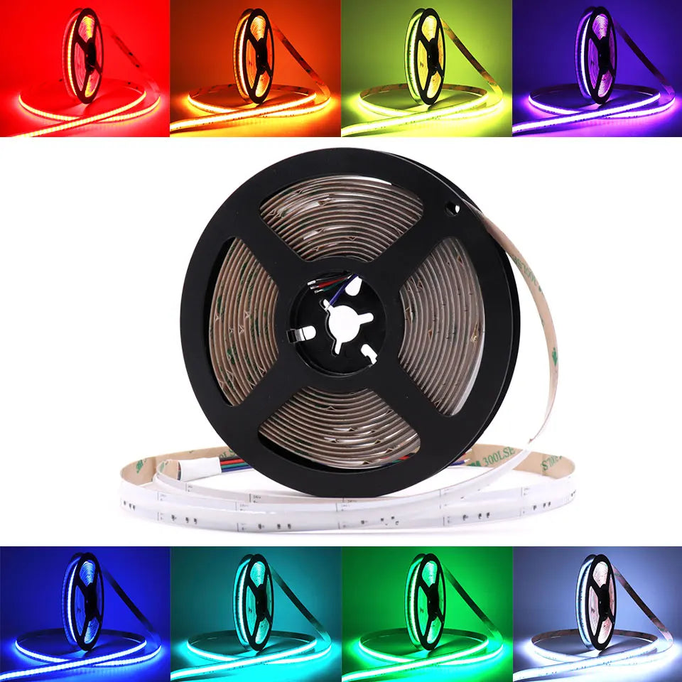 Bande LED COB enroulée montrant sa longueur de 5 mètres