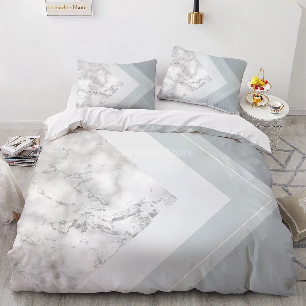Housse de couette marbre blanc doré pliée
