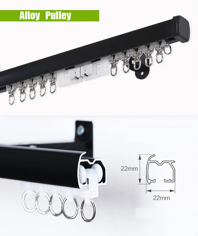 Rail rideau double alliage aluminium vue de dessus