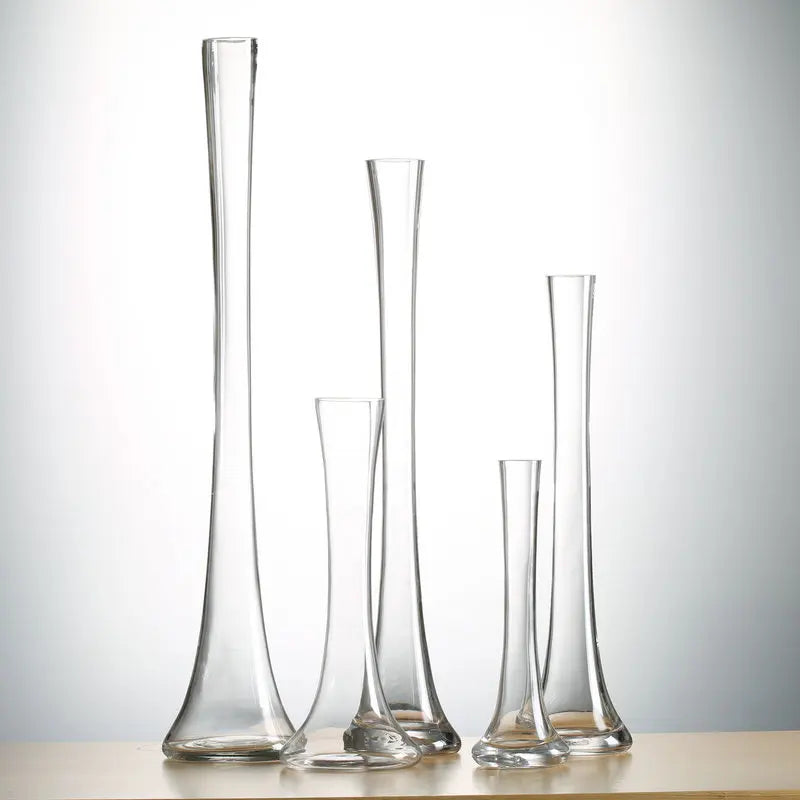 Vase en verre haut jaune pour décoration maison
