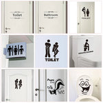 Sticker porte WC humoristique noir sur porte blanche