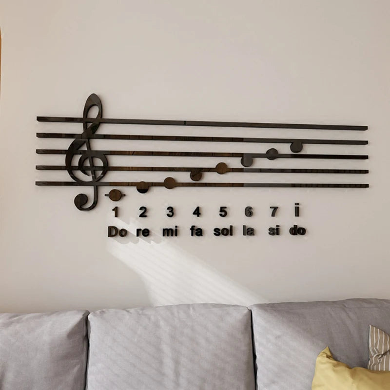 Sticker mural rose notes de piano dans chambre d'enfant
