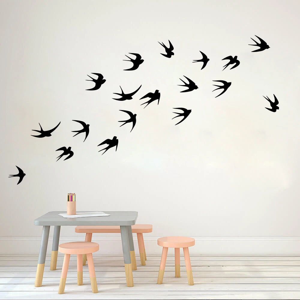 Sticker mural hirondelles volantes 18 pièces chambre bébé