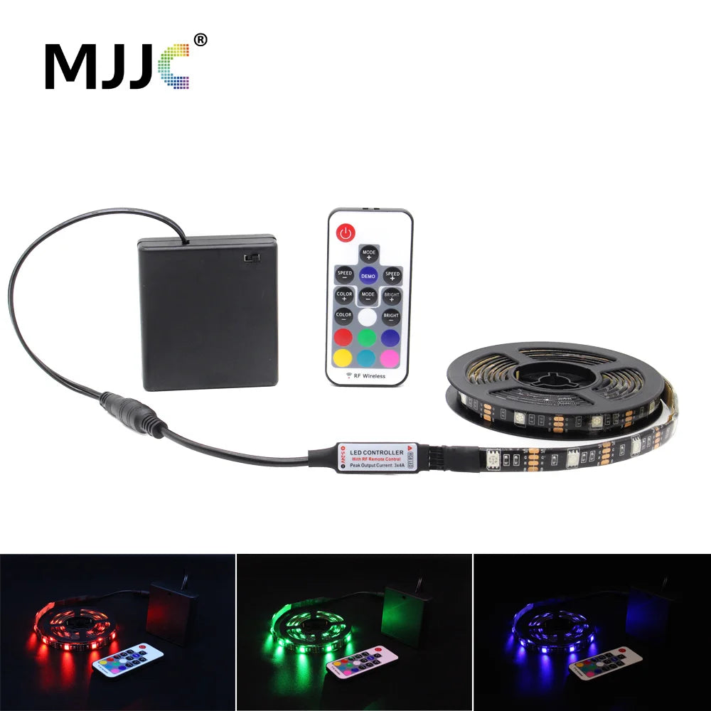 Bande LED à piles RGB 5V SMD 5050 étanche avec télécommande