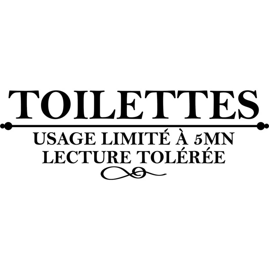 Autocollant mural humour français usage limité toilettes 5 minutes couleur jaune