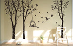 Sticker mural vinyle oiseau arbre décoration intérieur