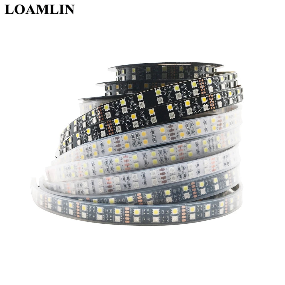 Détail des LED SMD 5050 sur la bande RGB double rangée
