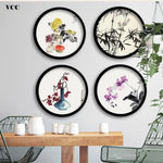 Cadre photo rond en bois noir mural