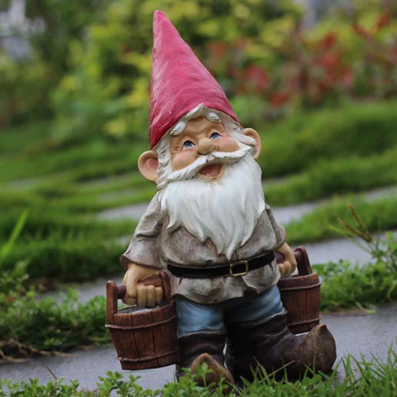 Figurine nain de jardin résine vert 30cm vue face
