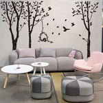 Sticker mural arbre oiseau forêt chambre enfant