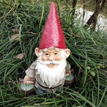 Figurine nain de jardin résine vert 30cm gros plan