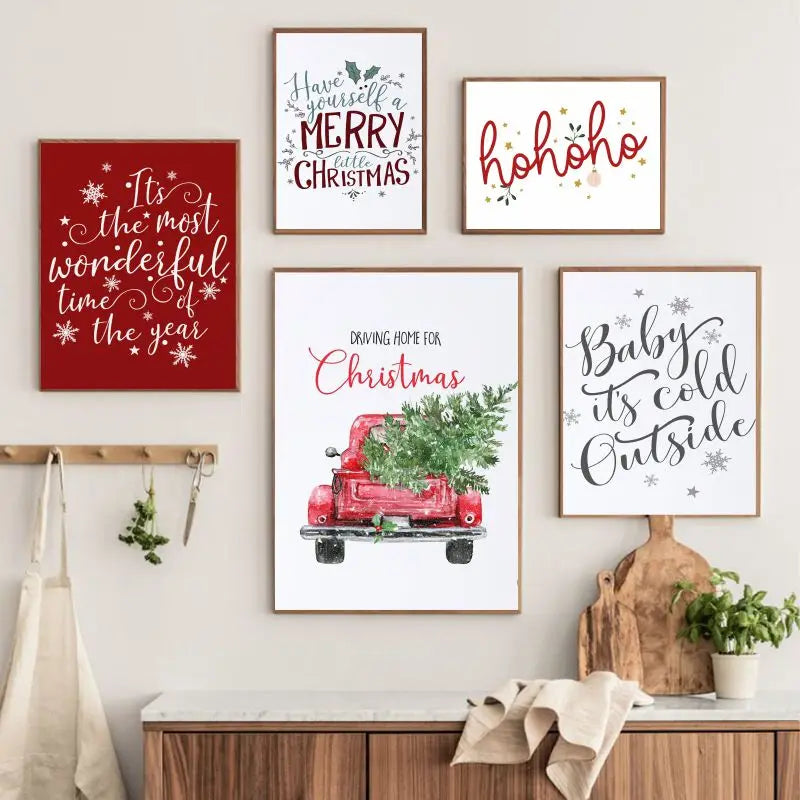 Variante couleur bordeaux de l'affiche arbre de Noël