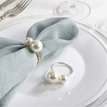Lot de 6 ronds de serviette en alliage avec perles pour mariage