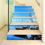 Autocollant escalier paysage naturel motif forêt