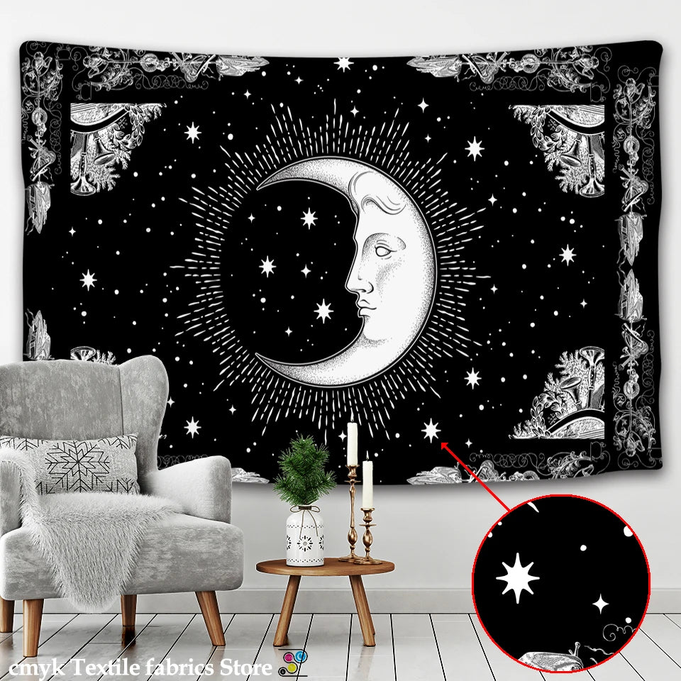 Tapisserie murale tarot astrologie blanc
