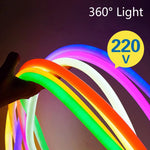 Bande lumineuse néon LED flexible 220V installée en contour de miroir