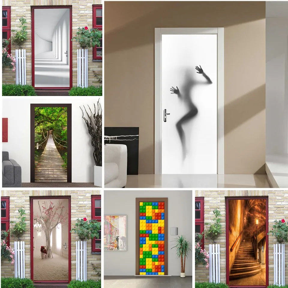 Autocollant mural 3D femme sexy sur porte blanche