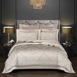 Housse de couette vintage jacquard coton égyptien 1000TC gris