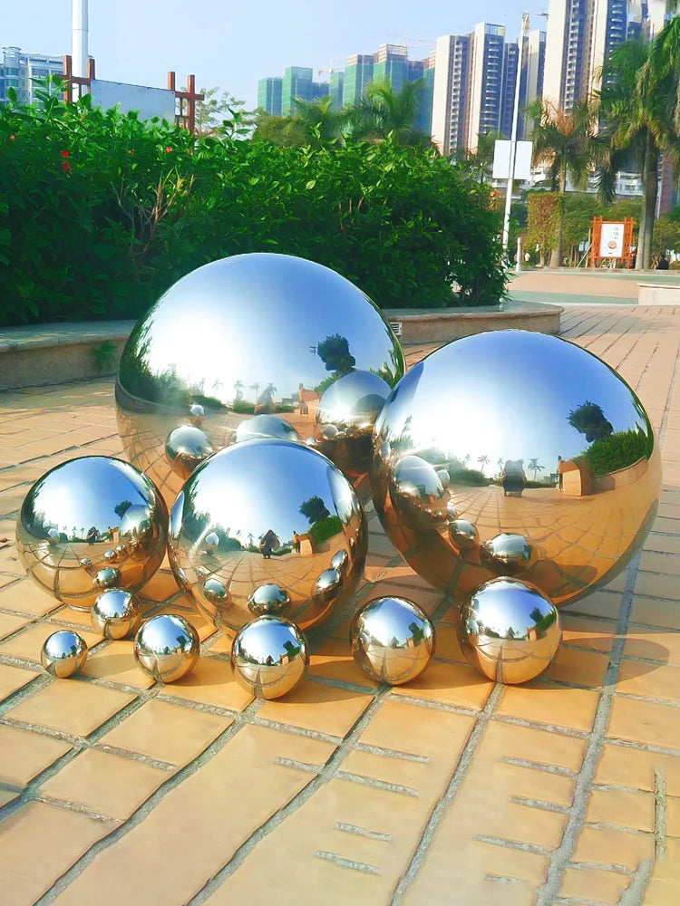 Boule décorative de jardin en acier inoxydable 304 couleur or brillant