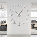 Horloge murale géante DIY en acrylique miroir argent pour salon moderne
