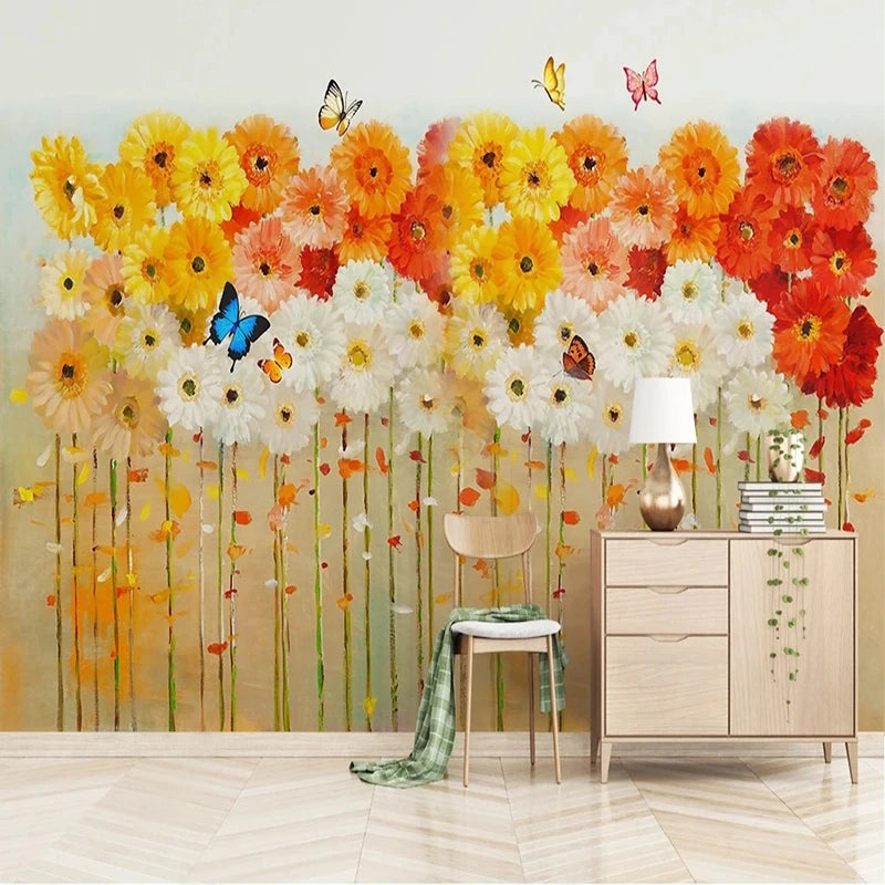 Autocollant mural 3D dans un salon moderne