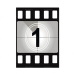 Une image minimaliste représentant un compte à rebours de film avec le chiffre 1 au centre.