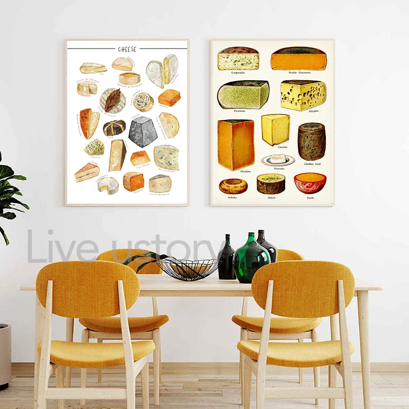 Poster fromage sans cadre style nostalgique