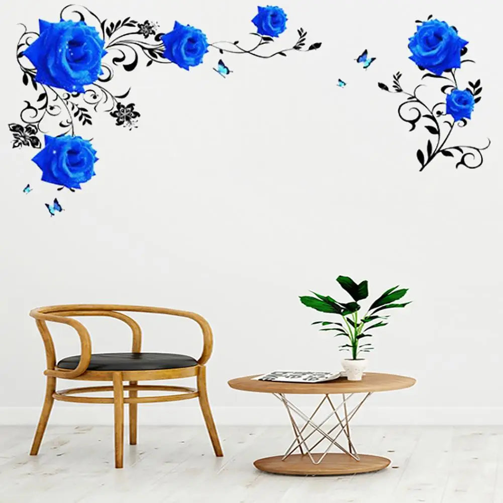Autocollant PVC rose bleue pour chambre