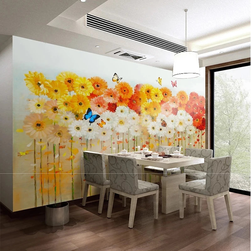 Autocollant mural papillon chrysanthème couleur jaune