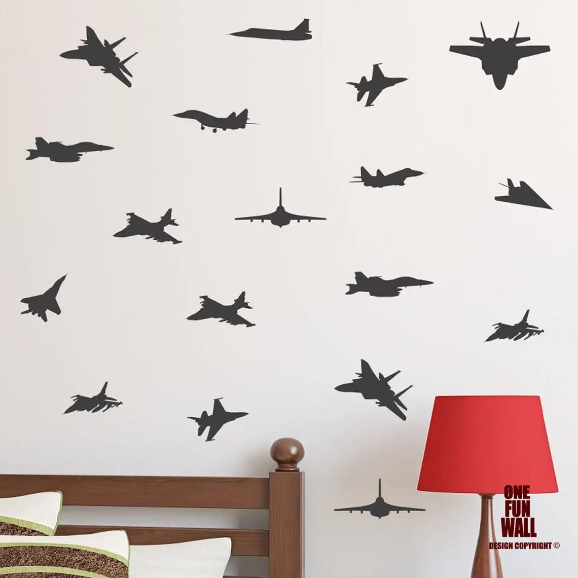 Set autocollants muraux avion militaire