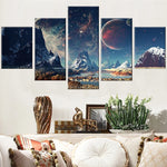 Détail de l'impression sur toile montagnes et espace