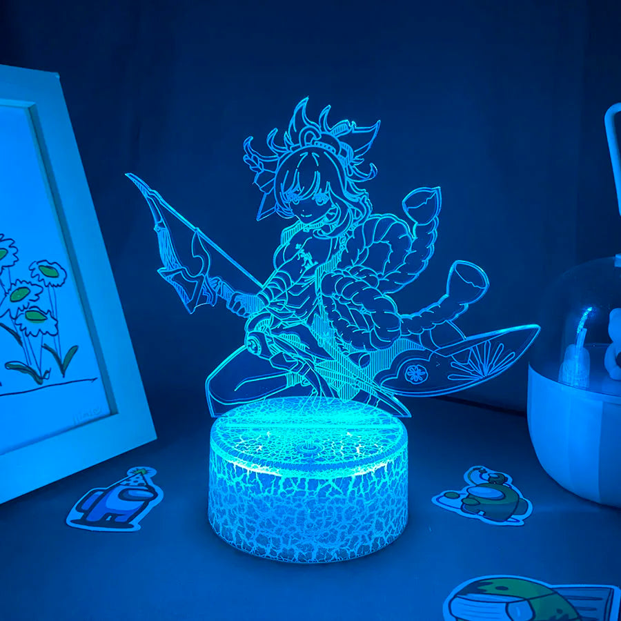 Lampe à lave 3D Yoimiya en jaune avec effets lumineux multicolores