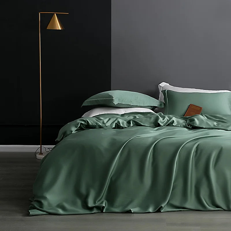 Housse de couette en soie naturelle unie blanche