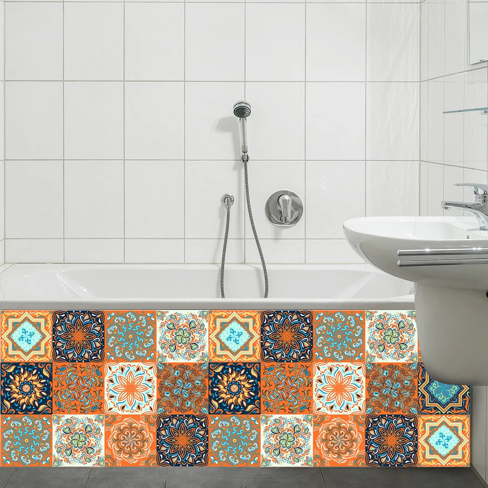 Comparaison des tailles disponibles pour l'autocollant de carrelage orange