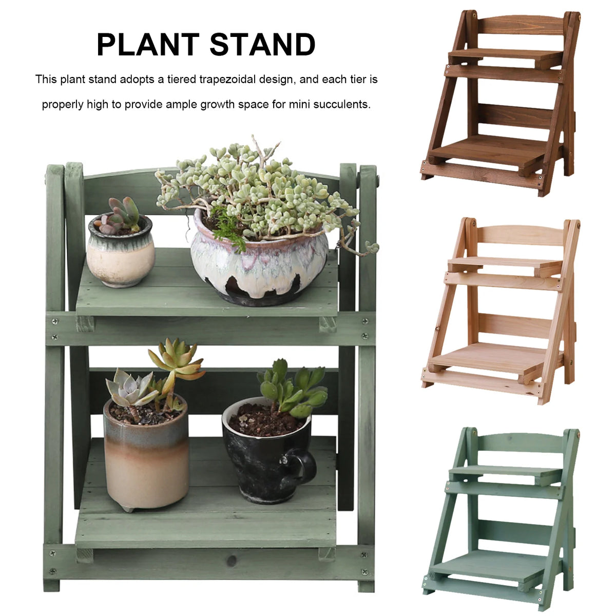 Support de plantes en bois gris dans un salon moderne