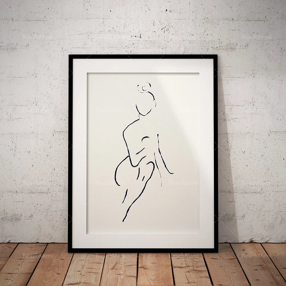Une silhouette minimaliste et élégante d'une forme humaine représentée dans un style épuré.