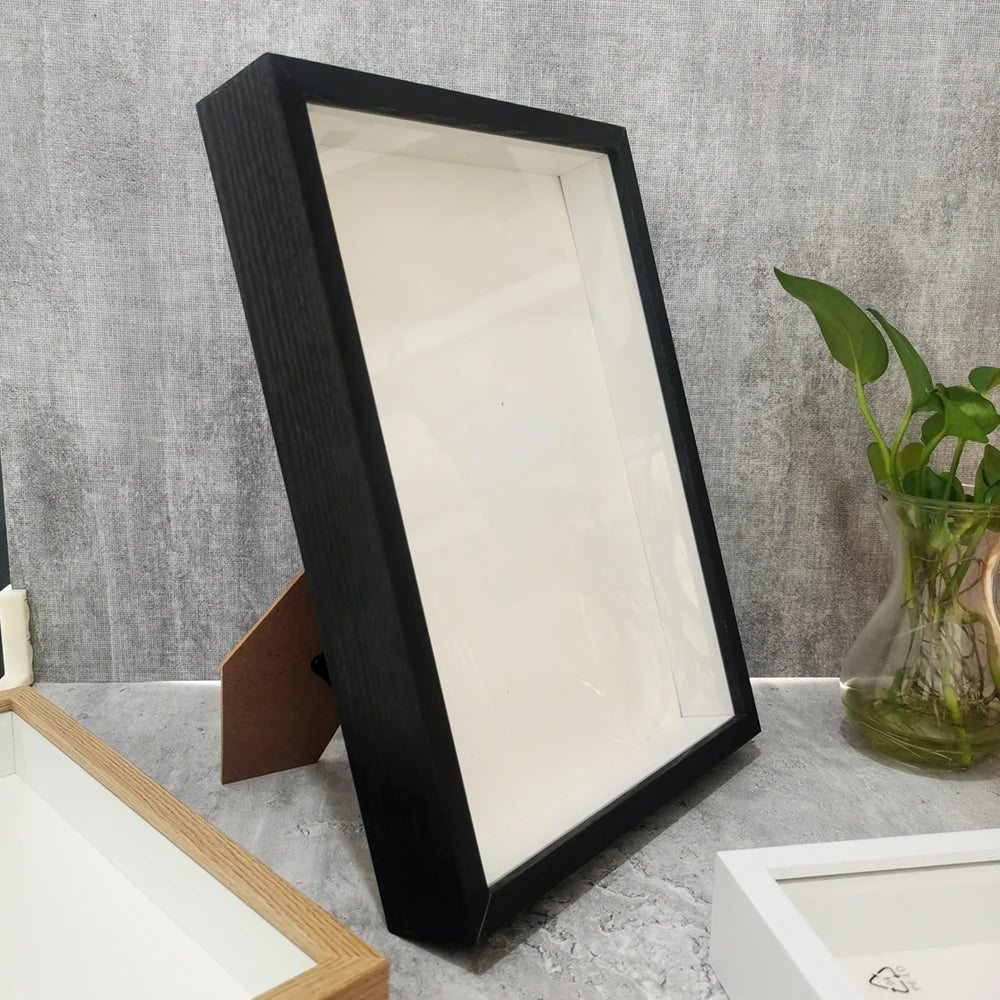 Cadre photo 3D en bois blanc profondeur 3cm déco moderne