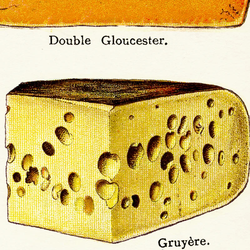 Détail impression fromage rétro pour salle à manger