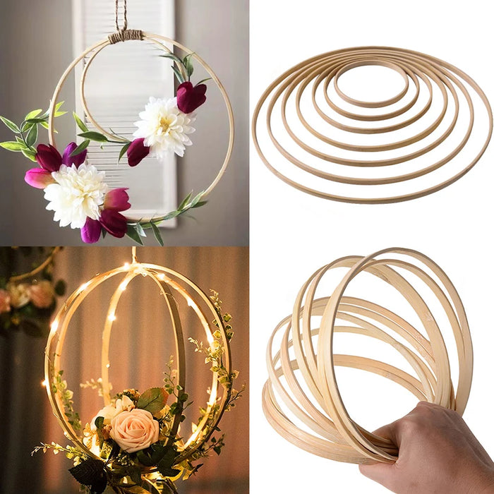 Cercle décoratif en bambou fait main pour couronne florale