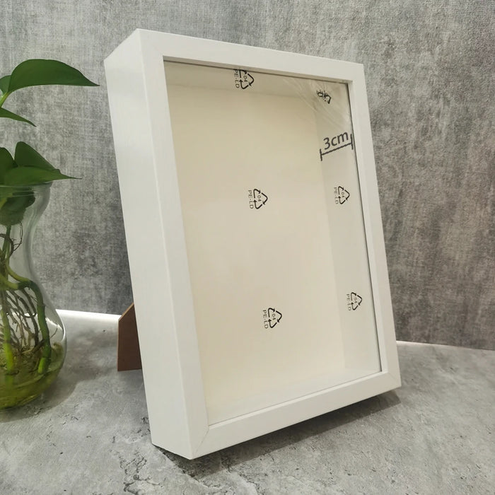 Cadre photo 3D bois blanc profond 3cm