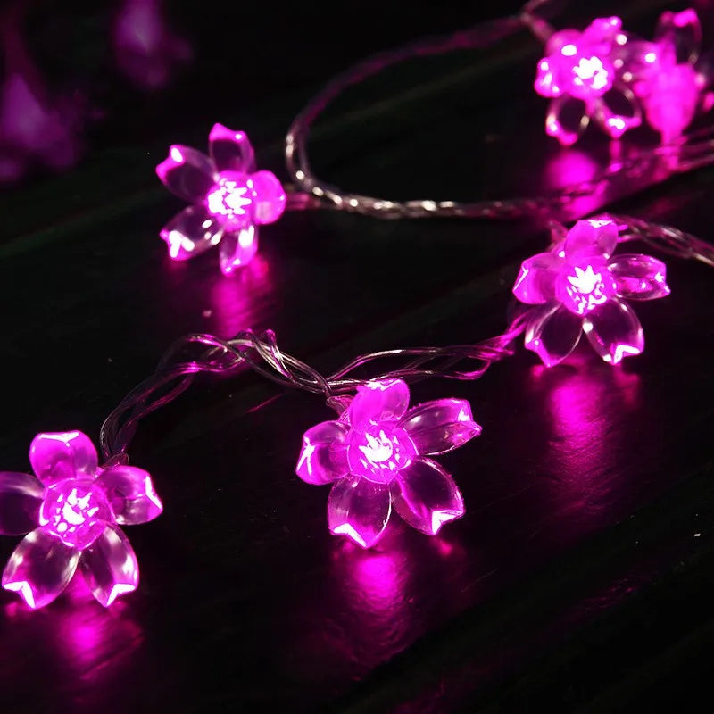 Détail fleur LED silicone transparent guirlande lumineuse
