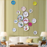 Assiette murale en céramique émaillée avec motif floral pour décoration salon