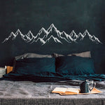 Autocollant mural paysage de montagne moderne en couleur bleu ciel