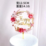 Décoration gâteau anniversaire fleurs acryliques multicolores